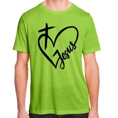 Love Jesus Cross Heart Adult ChromaSoft Performance T-Shirt