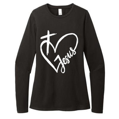 Love Jesus Cross Heart Womens CVC Long Sleeve Shirt