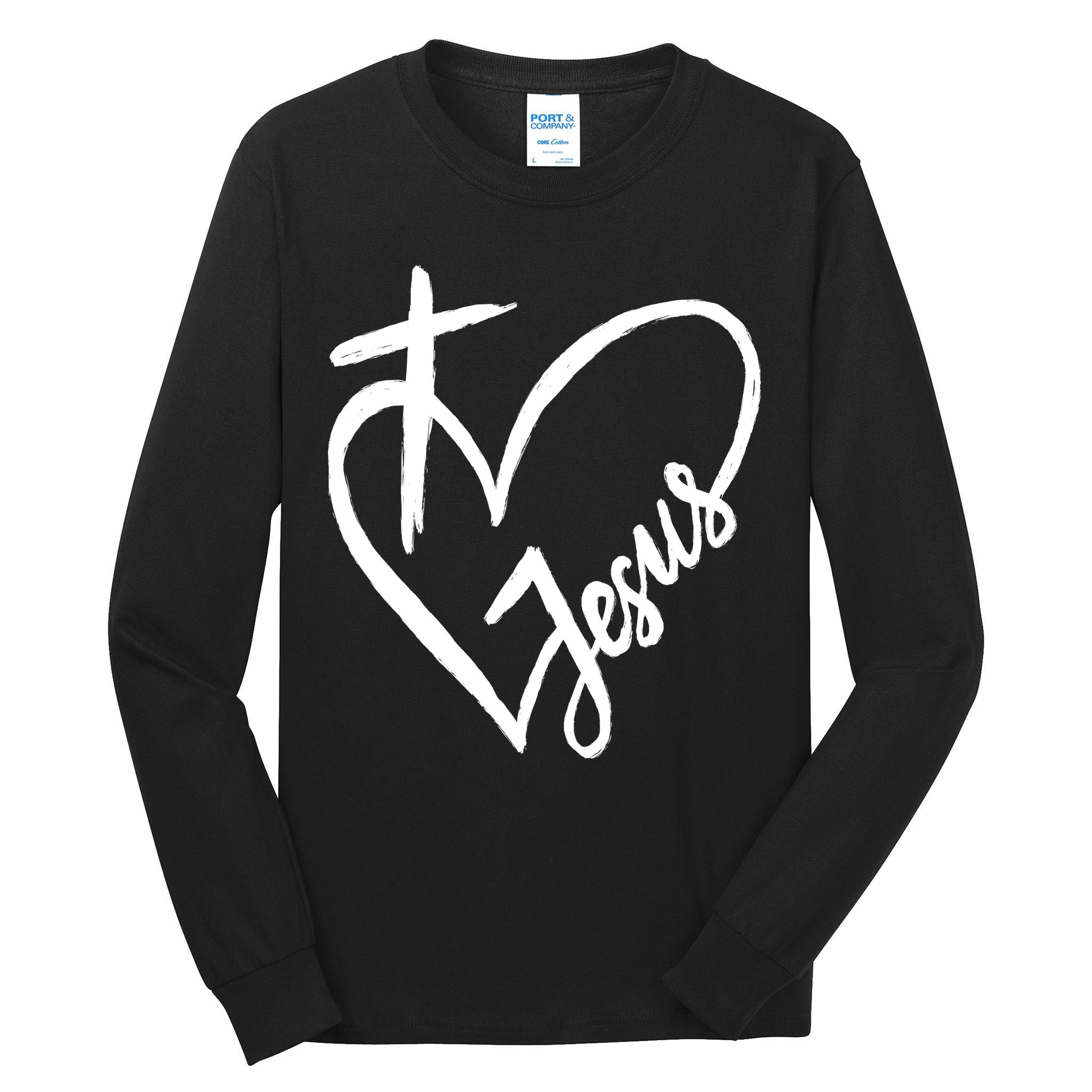 Love Jesus Cross Heart Tall Long Sleeve T-Shirt