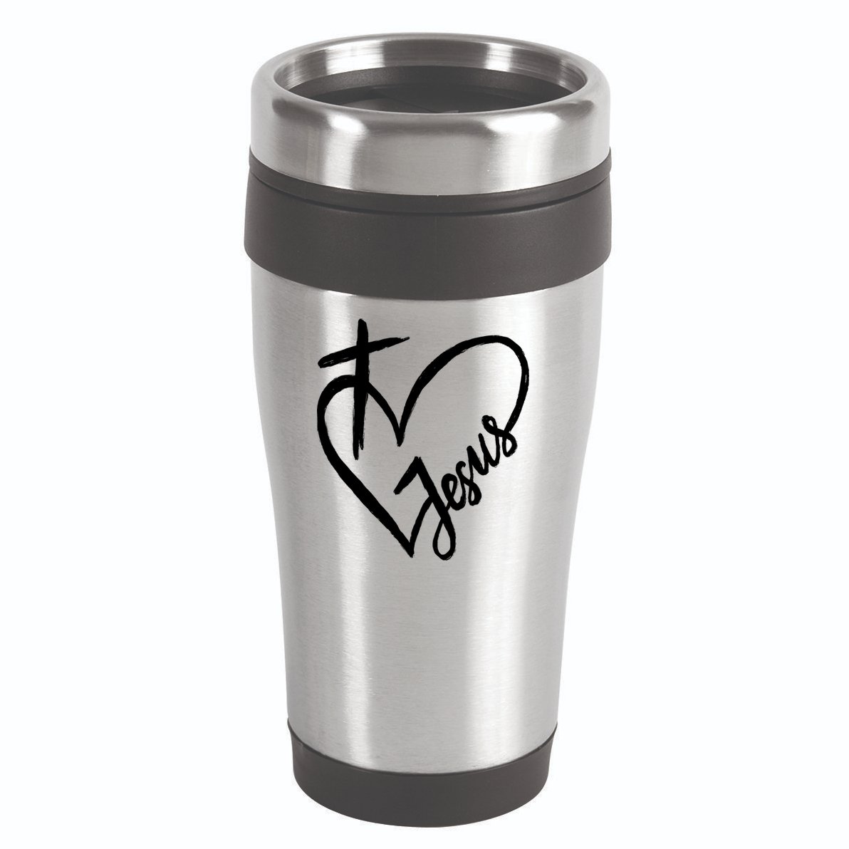 Love Jesus Cross Heart 16oz Travel Tumbler