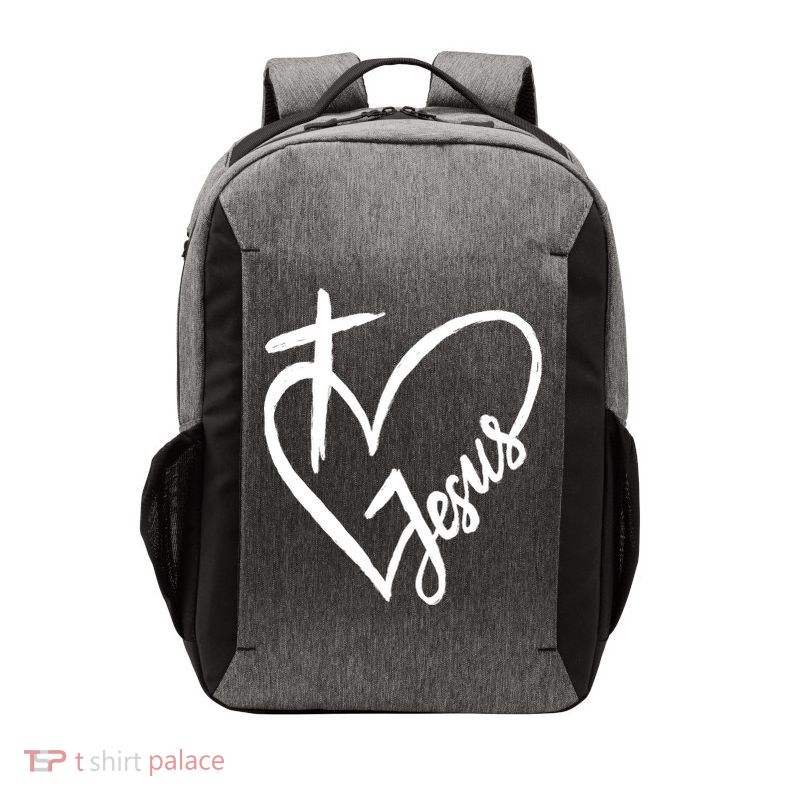 Love Jesus Cross Heart Vector Backpack