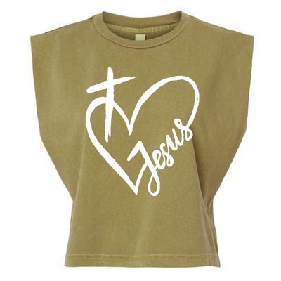 Love Jesus Cross Heart Garment-Dyed Women's Muscle Tee