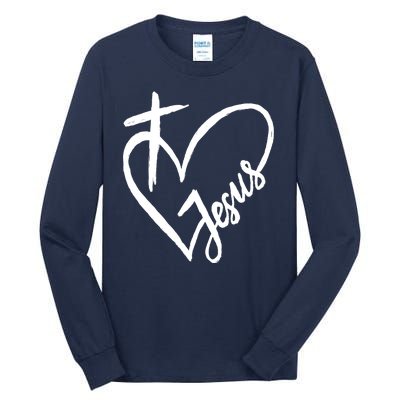 Love Jesus Cross Heart Tall Long Sleeve T-Shirt