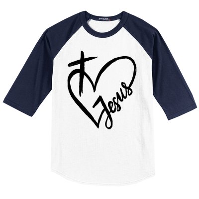 Love Jesus Cross Heart Baseball Sleeve Shirt