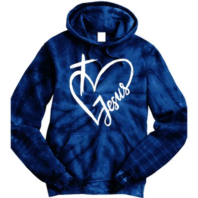 Love Jesus Cross Heart Tie Dye Hoodie