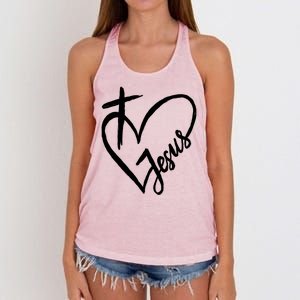 Love Jesus Cross Heart Women's Knotted Racerback Tank