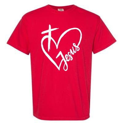 Love Jesus Cross Heart Garment-Dyed Heavyweight T-Shirt