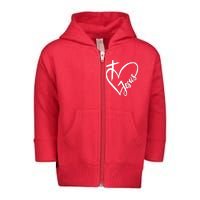 Love Jesus Cross Heart Toddler Zip Fleece Hoodie