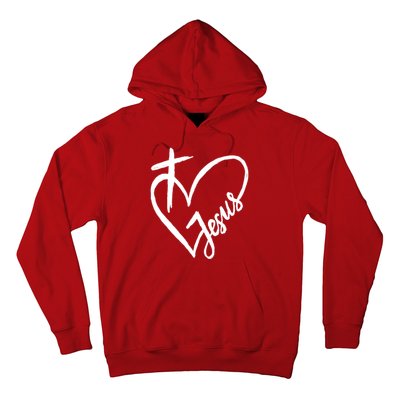 Love Jesus Cross Heart Hoodie