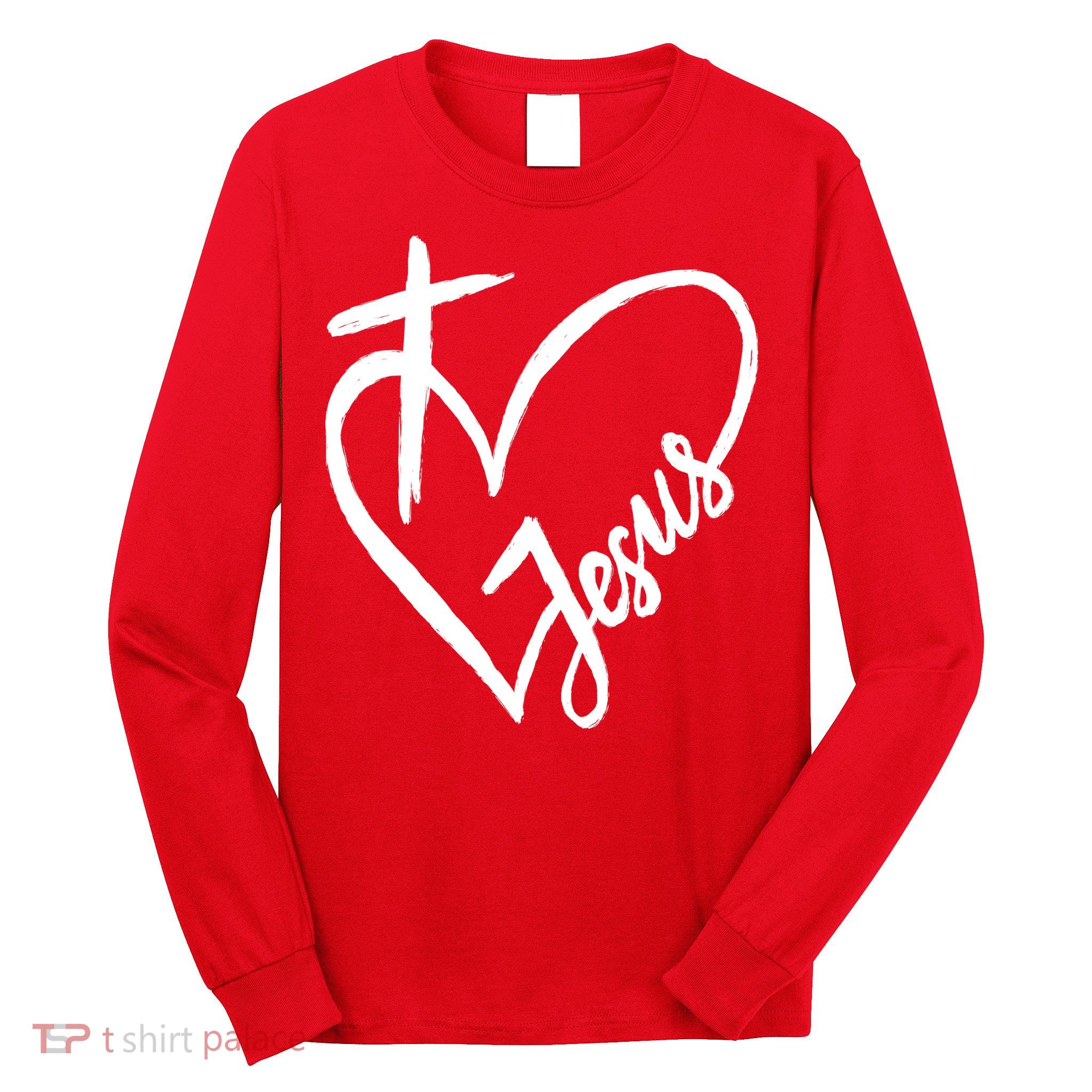 Love Jesus Cross Heart Long Sleeve Shirt