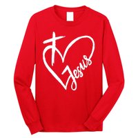 Love Jesus Cross Heart Long Sleeve Shirt