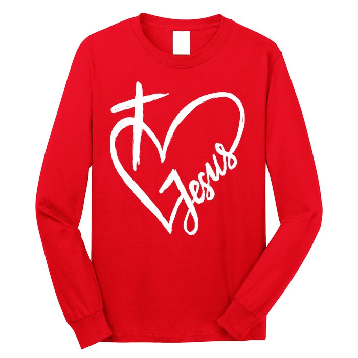 Love Jesus Cross Heart Long Sleeve Shirt