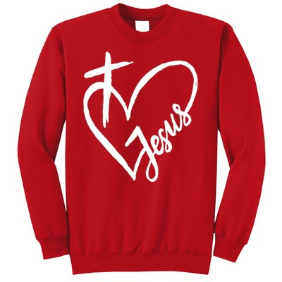 Love Jesus Cross Heart Sweatshirt