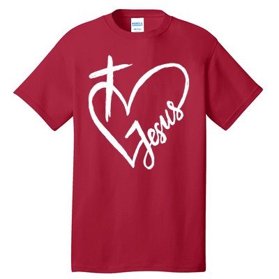 Love Jesus Cross Heart Tall T-Shirt