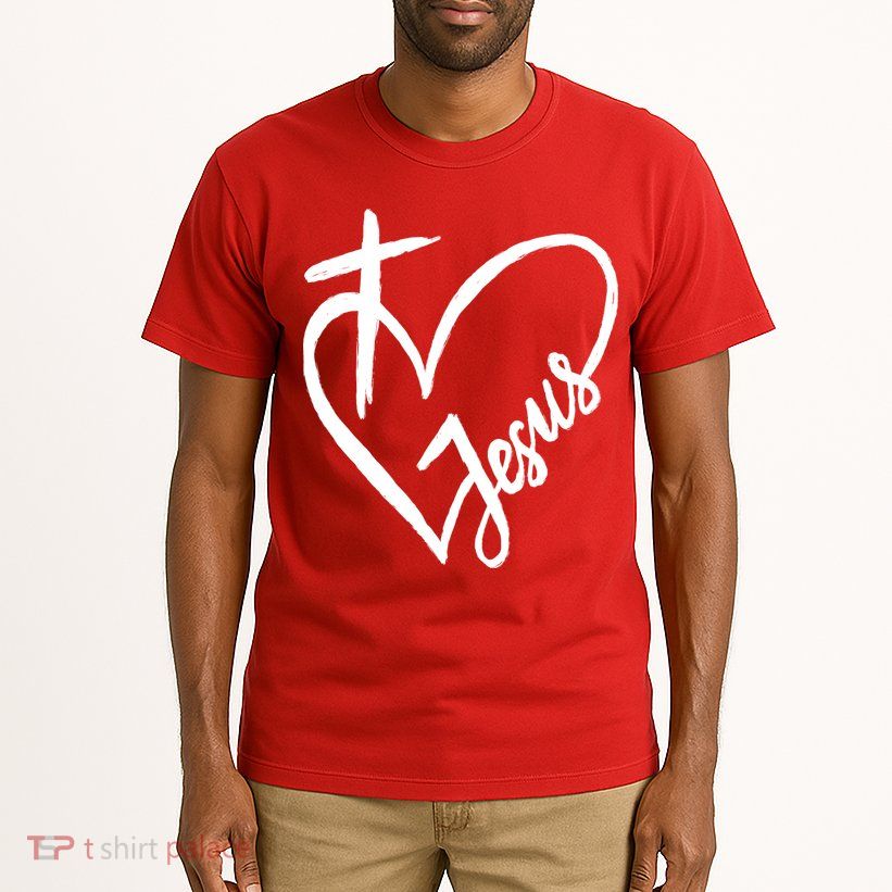 Love Jesus Cross Heart Tall T-Shirt