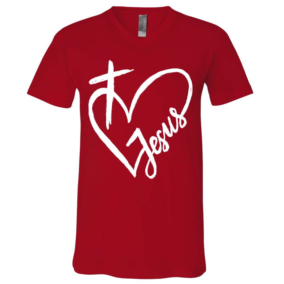 Love Jesus Cross Heart V-Neck T-Shirt