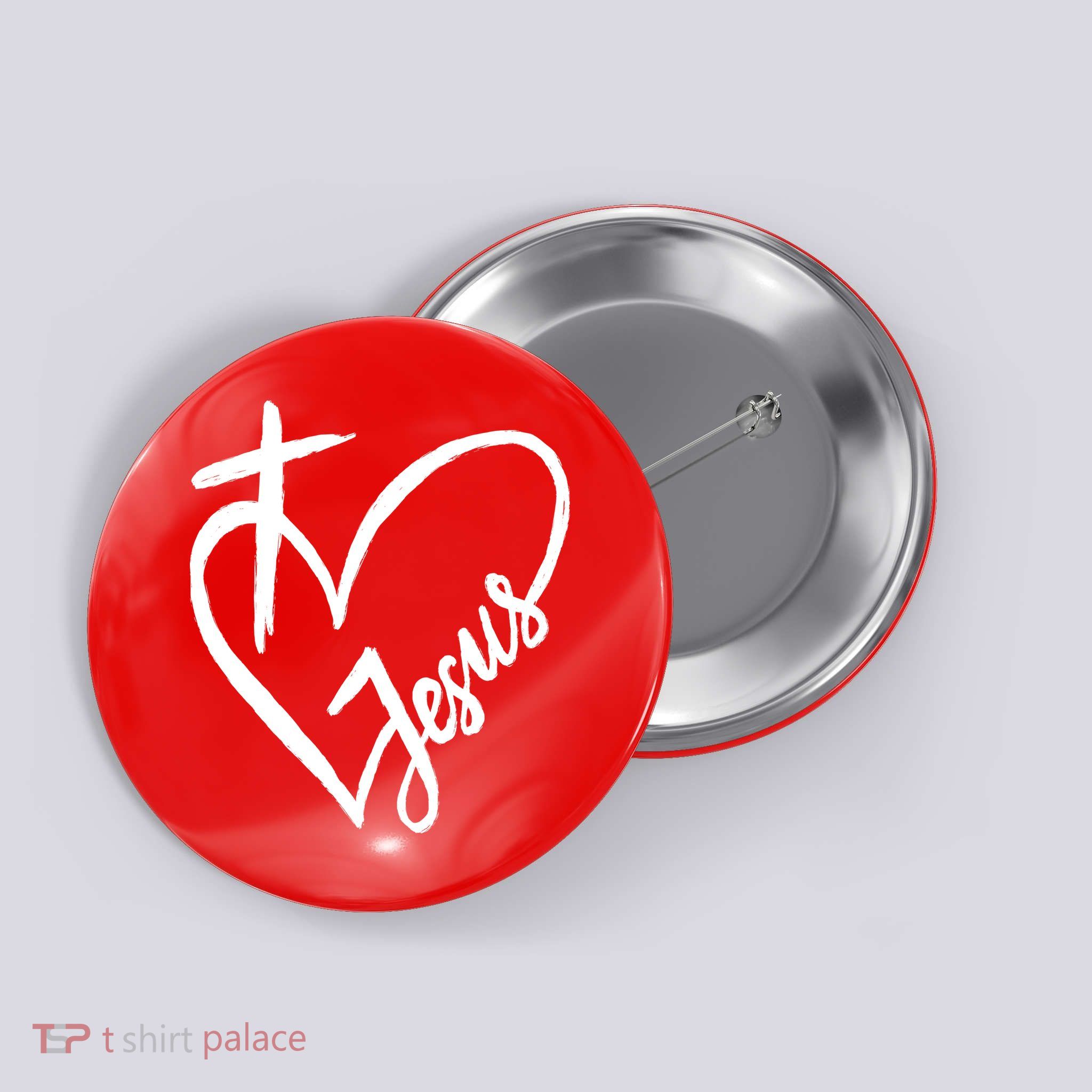 Love Jesus Cross Heart Button