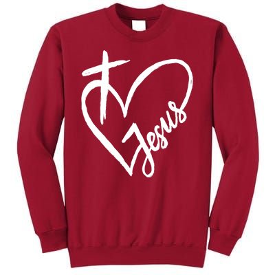 Love Jesus Cross Heart Tall Sweatshirt