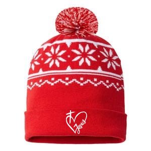 Love Jesus Cross Heart USA-Made Snowflake Beanie