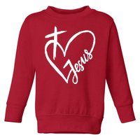 Love Jesus Cross Heart Toddler Sweatshirt