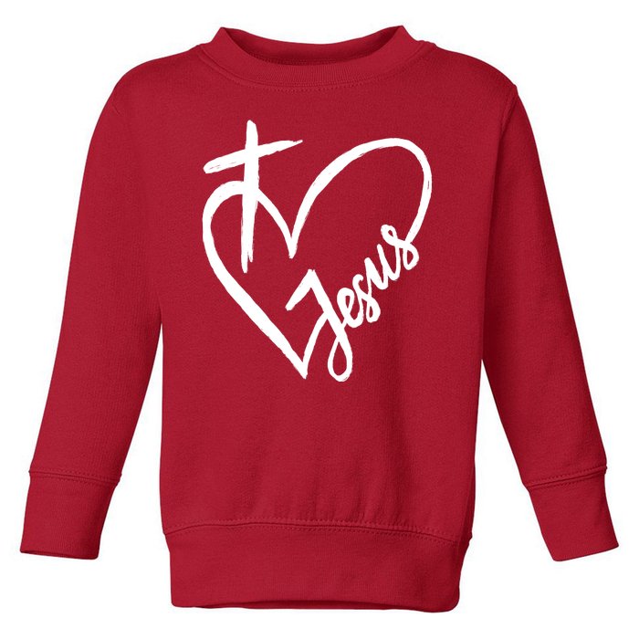 Love Jesus Cross Heart Toddler Sweatshirt