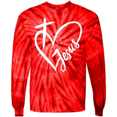 Love Jesus Cross Heart Tie-Dye Long Sleeve Shirt