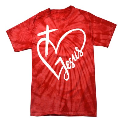 Love Jesus Cross Heart Tie-Dye T-Shirt