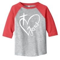 Love Jesus Cross Heart Toddler Fine Jersey T-Shirt