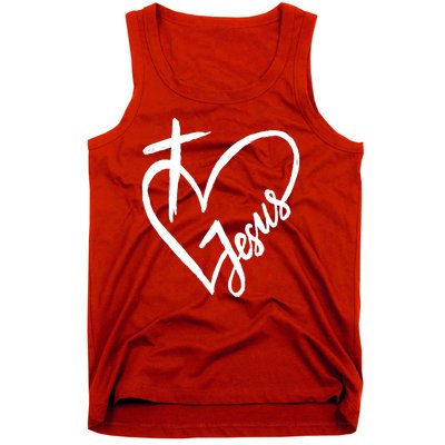 Love Jesus Cross Heart Tank Top