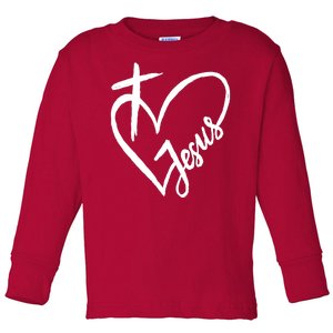 Love Jesus Cross Heart Toddler Long Sleeve Shirt