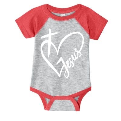 Love Jesus Cross Heart Infant Baby Jersey Bodysuit