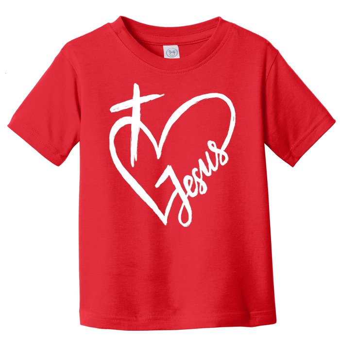 Love Jesus Cross Heart Toddler T-Shirt