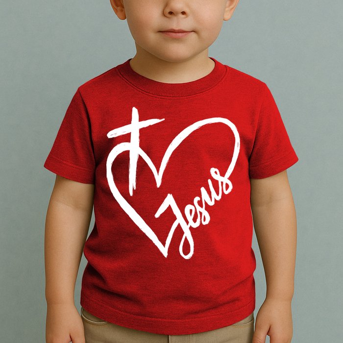 Love Jesus Cross Heart Toddler T-Shirt