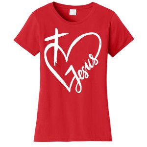 Love Jesus Cross Heart Women's T-Shirt