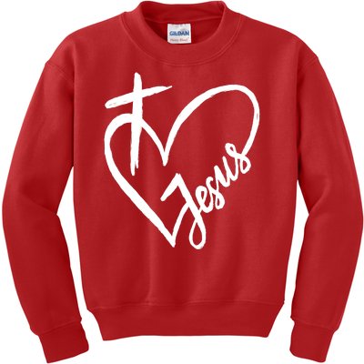 Love Jesus Cross Heart Kids Sweatshirt