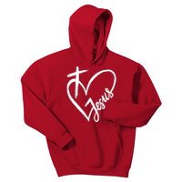 Love Jesus Cross Heart Kids Hoodie