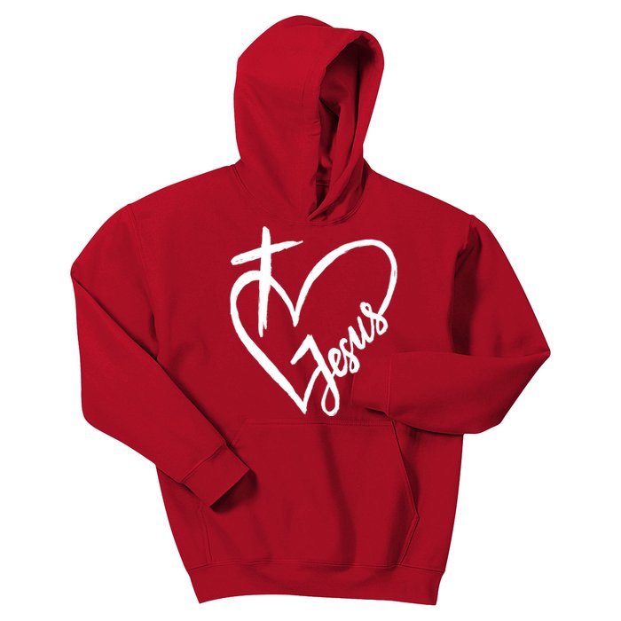 Love Jesus Cross Heart Kids Hoodie