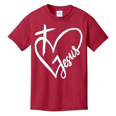 Love Jesus Cross Heart Kids T-Shirt