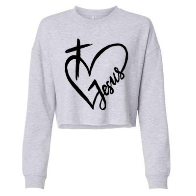 Love Jesus Cross Heart Cropped Pullover Crew