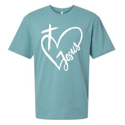 Love Jesus Cross Heart Sueded Cloud Jersey T-Shirt