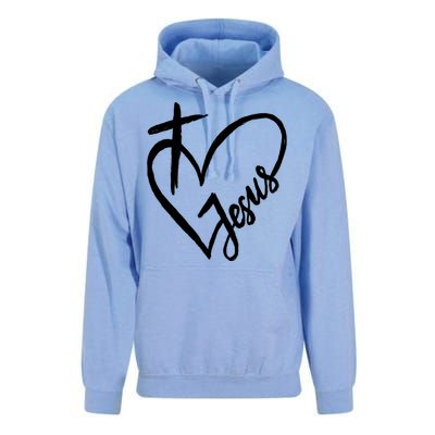 Love Jesus Cross Heart Unisex Surf Hoodie