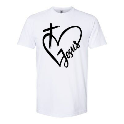 Love Jesus Cross Heart Softstyle® CVC T-Shirt