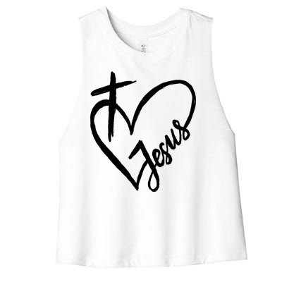 Love Jesus Cross Heart Women's Racerback Cropped Tank