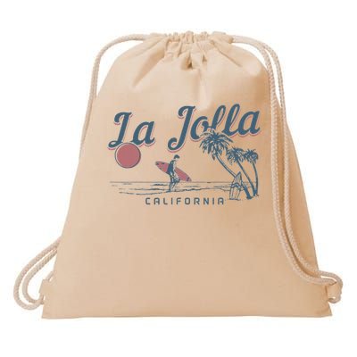 La Jolla California Surf Beach Vintage Souvenir Surfer Drawstring Bag