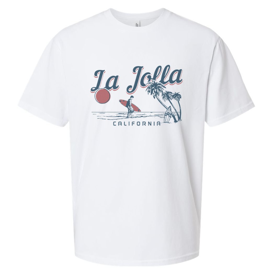 La Jolla California Surf Beach Vintage Souvenir Surfer Sueded Cloud Jersey T-Shirt