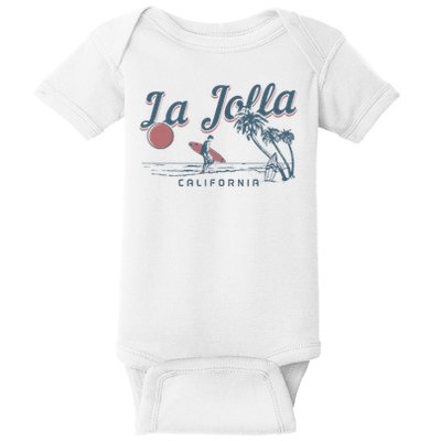 La Jolla California Surf Beach Vintage Souvenir Surfer Baby Bodysuit