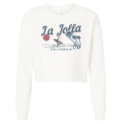 La Jolla California Surf Beach Vintage Souvenir Surfer Cropped Pullover Crew