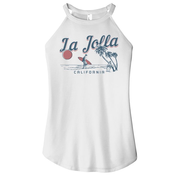 La Jolla California Surf Beach Vintage Souvenir Surfer Women's Perfect Tri Rocker Tank
