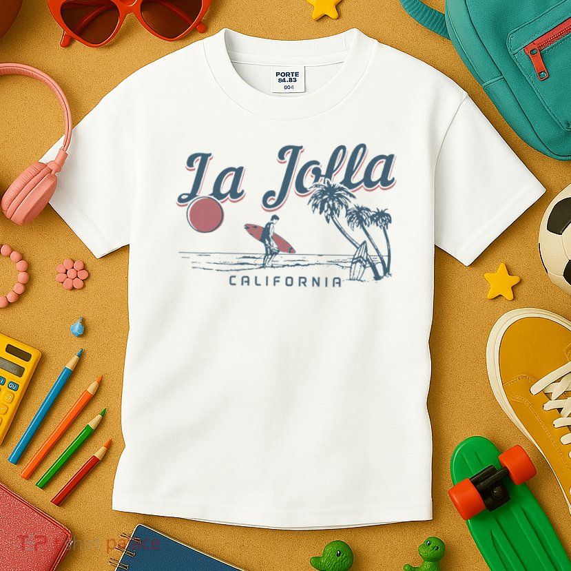 La Jolla California Surf Beach Vintage Souvenir Surfer Kids T-Shirt