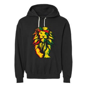 Lion Juneteenth Cool Black History African American Flag Garment-Dyed Fleece Hoodie